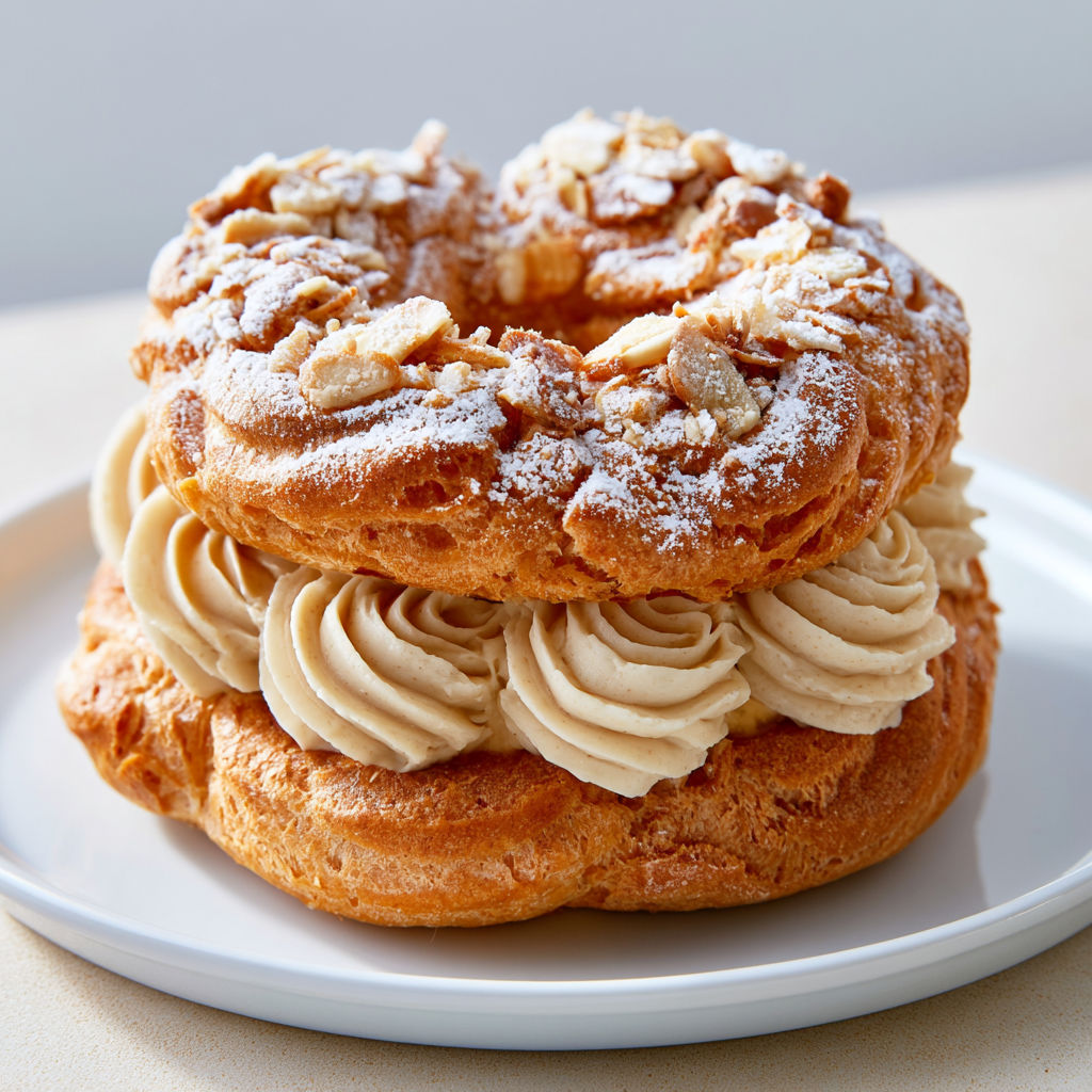 Une superbe couronne au praliné façon Paris-Brest