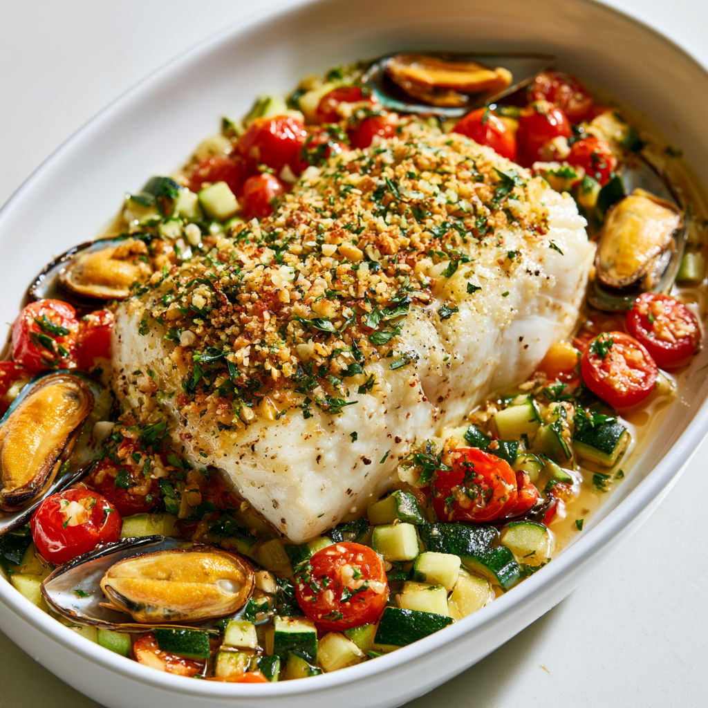 Ce poisson aux moules, courgettes et tomates fait un super plat d’été.