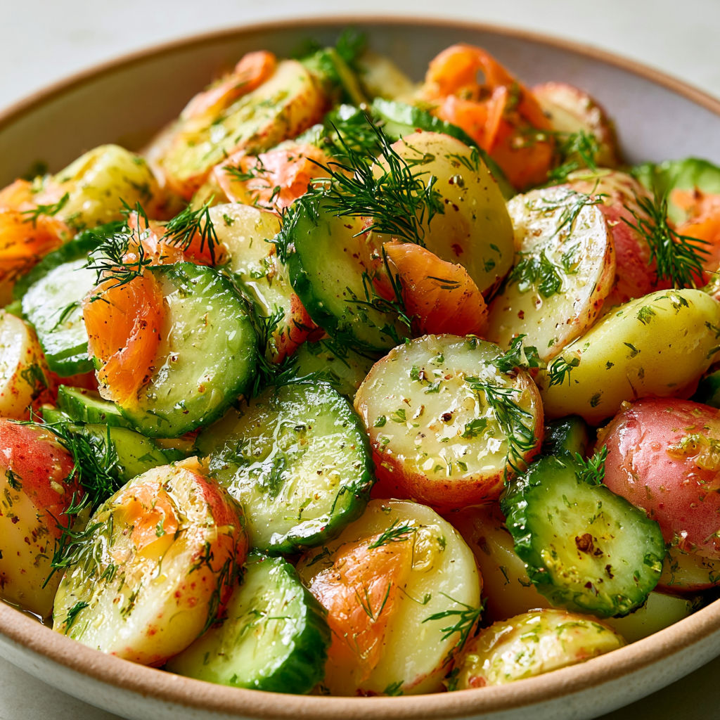 Parfaite au déjeuner l’été, cette salade pomme de terre truite est top.