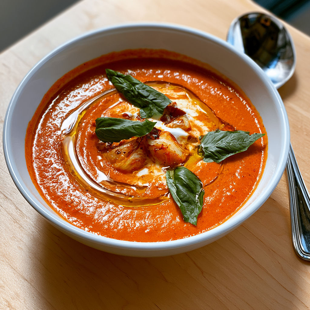 Ce velouté de tomates grillées à l’ail rôti réunit toutes les saveurs méditerranéennes.