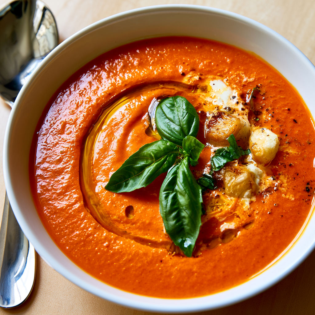 Tomates grillées, ail confit, crème... la version facile d’une soupe ultra goûteuse.