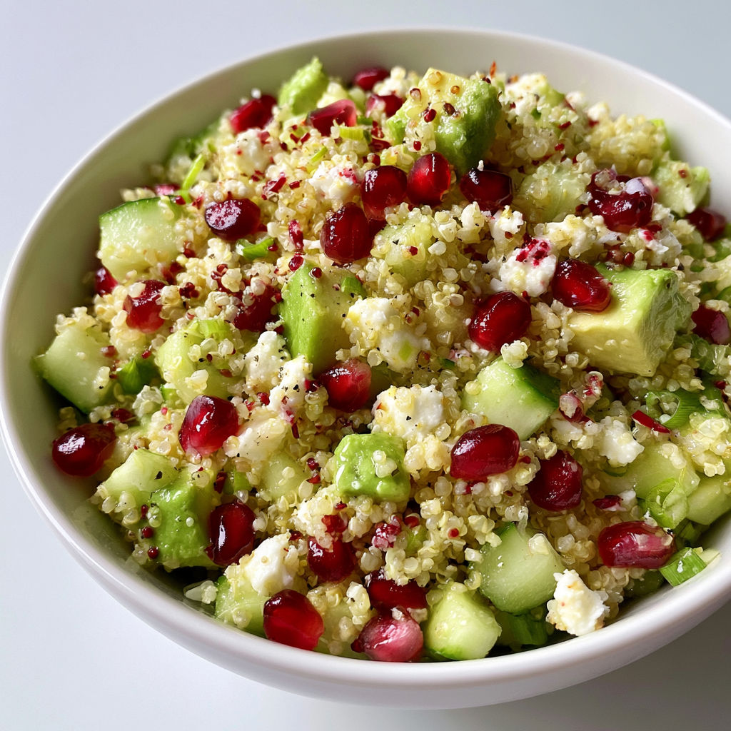 Bol de quinoa coloré à la feta, avocat et grenade. Fraîcheur assurée !