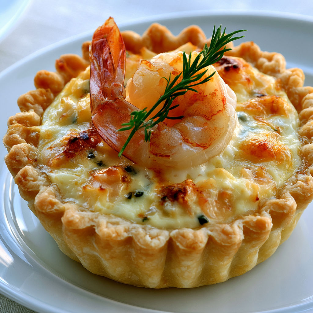 Petites bouchées croquantes aux crevettes, fromage et crème.