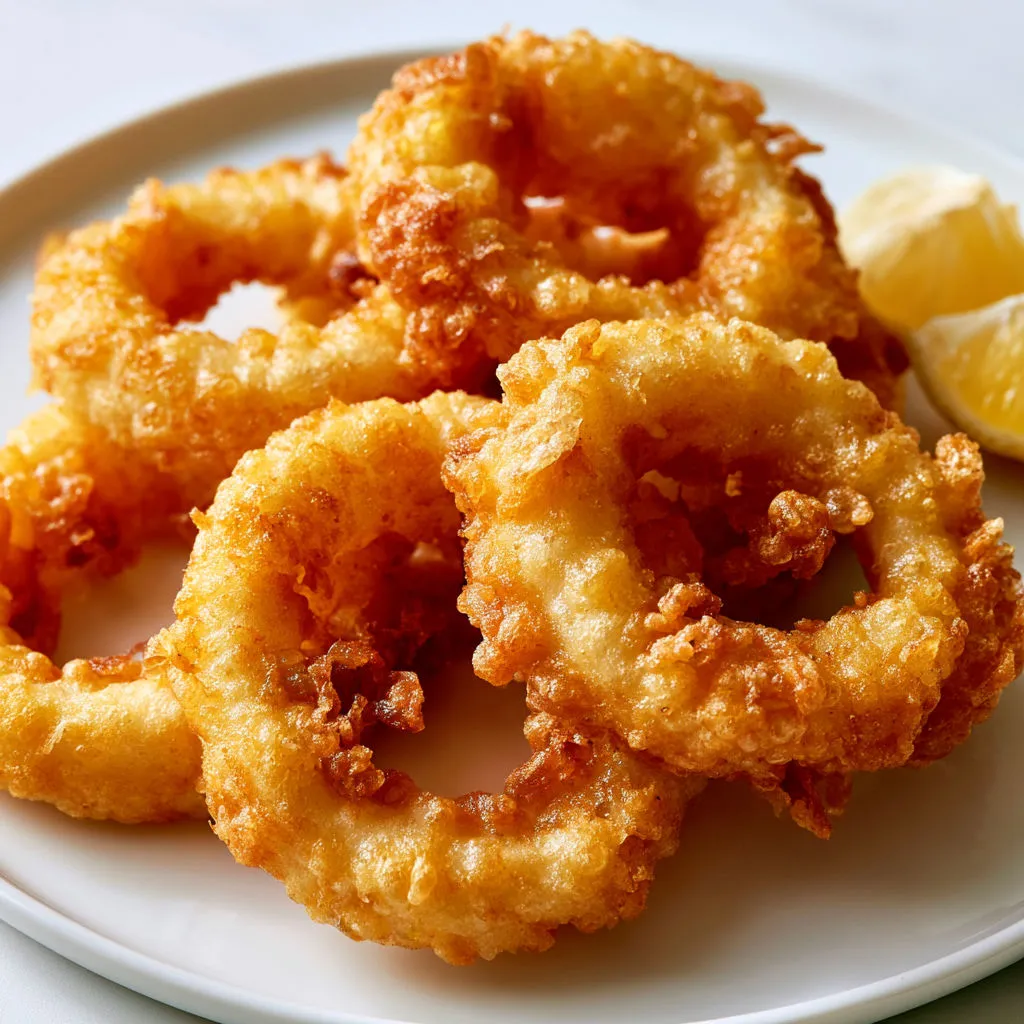 Calamars frits maison bien croustillants.