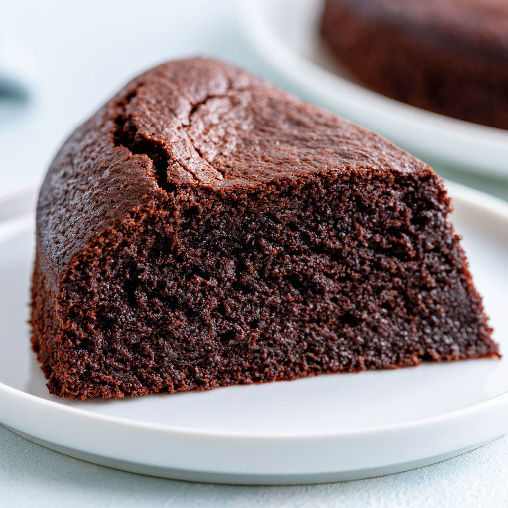 Belle part de fondant chocolaté sans œufs.