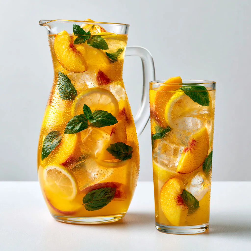 Limonade maison à la pêche et au citron pleine de fraîcheur