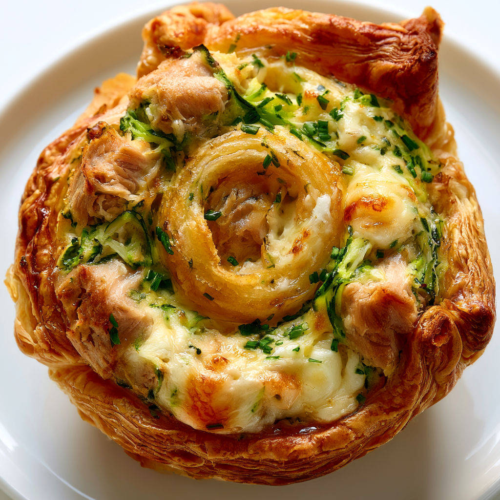 Quiches avec thon, courgette et chèvre frais prêtes en quelques minutes.