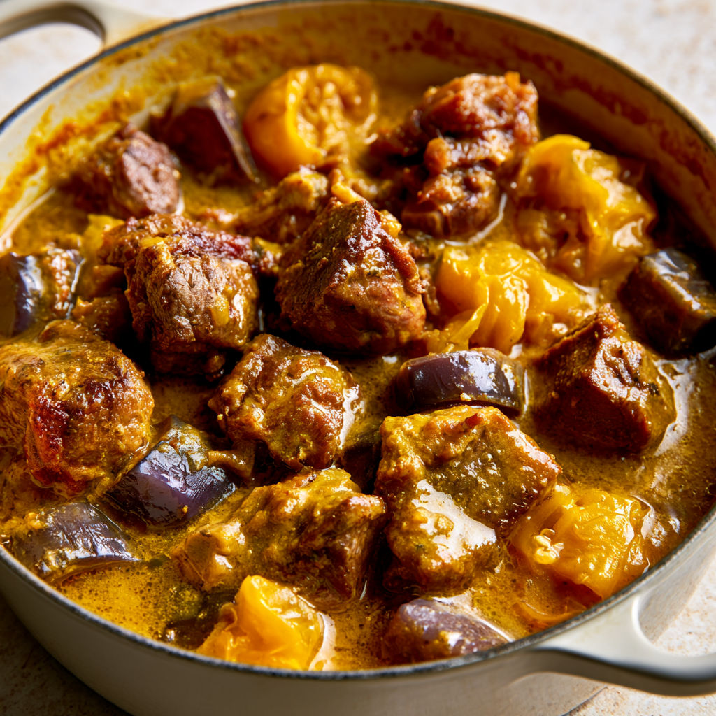 Colombo de veau généreux, plein d’épices et viande moelleuse.