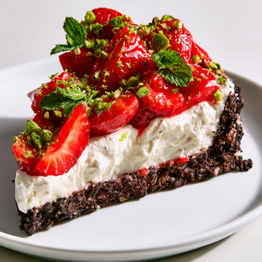 Dessert frais aux fraises et crème légère, idéal pour l’été.