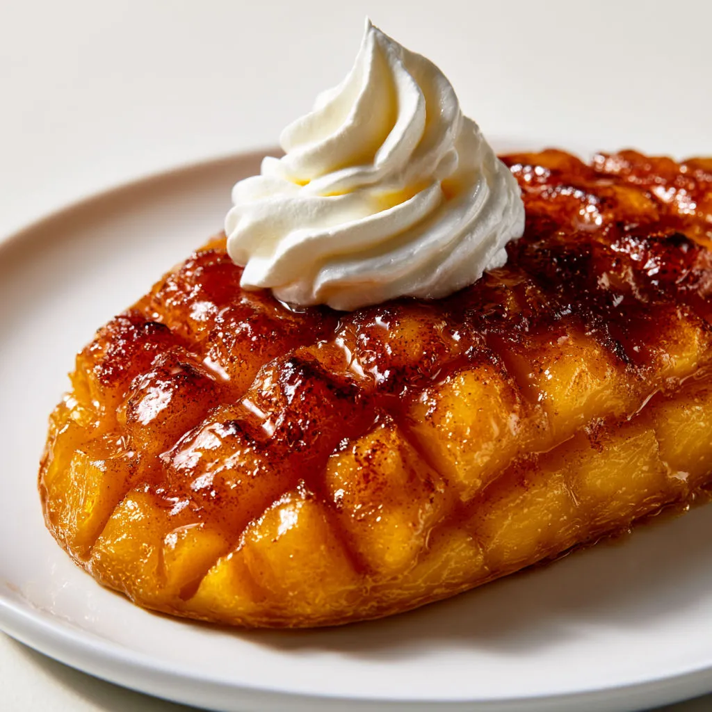 Mangue flambée au caramel pronte en un éclair.