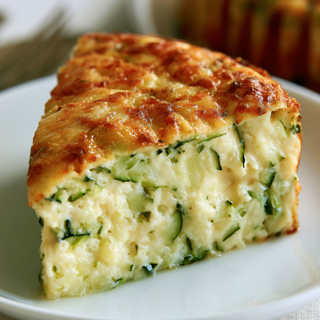 Délicieux flan de courgettes servi sur un plateau.