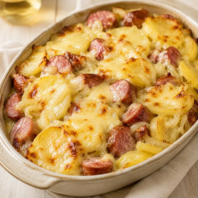 Saucisse et Morbier Gratiné