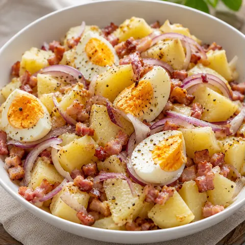 Pommes Lardons Œufs Salade