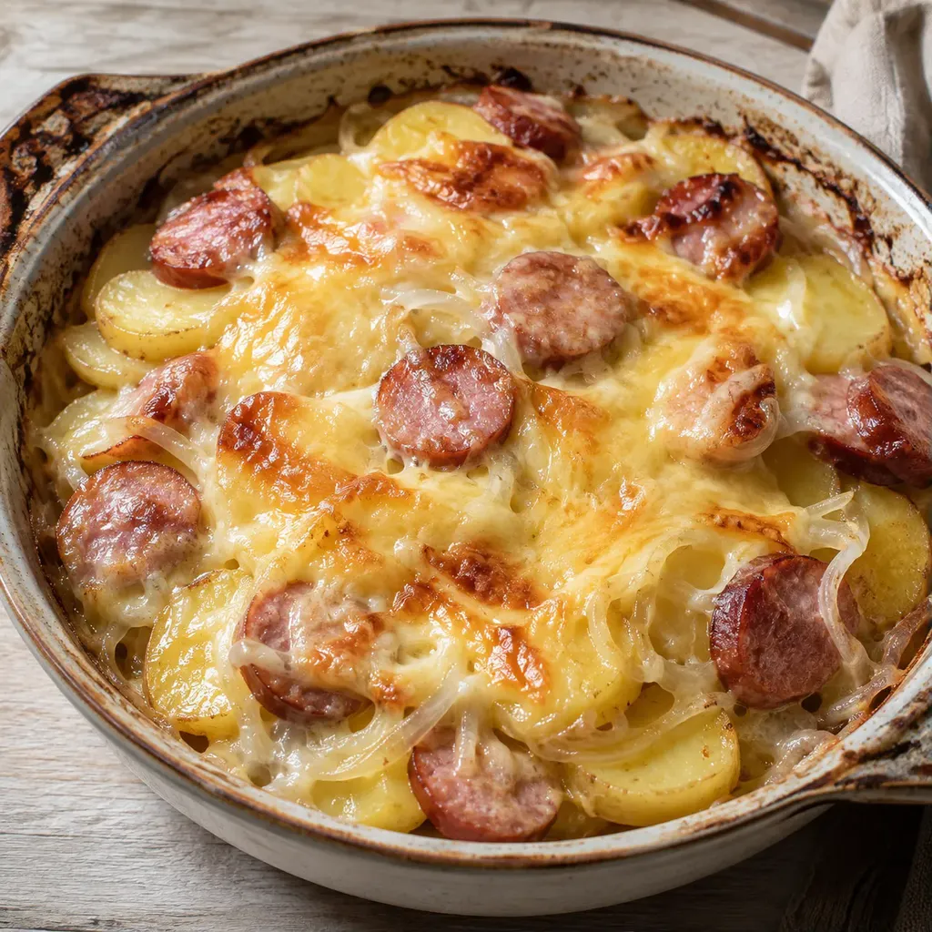 Tartiflette au Maroilles et Saucisses