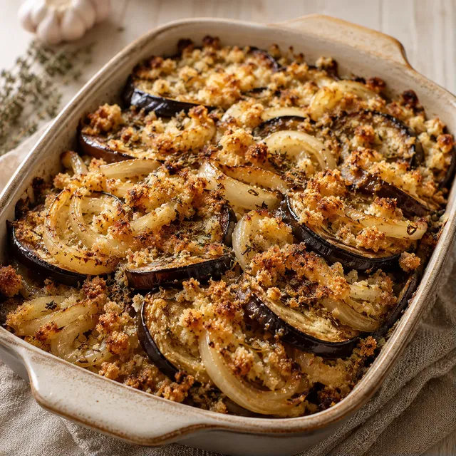 Aubergines aux oignons