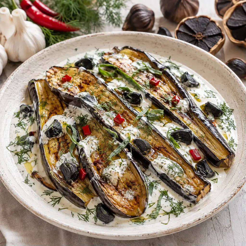 Aubergines ail noir yaourt