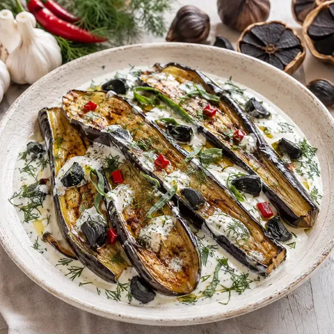 Aubergines ail noir yaourt