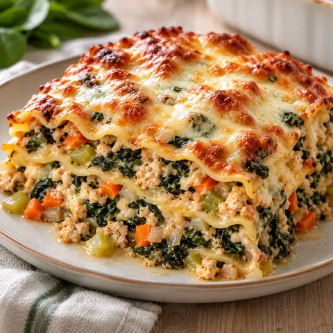 Poulet et Épinards Lasagnes