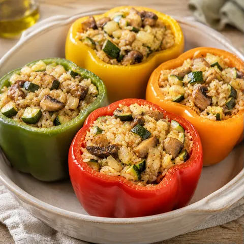 Poivrons Farcis au Riz coloré