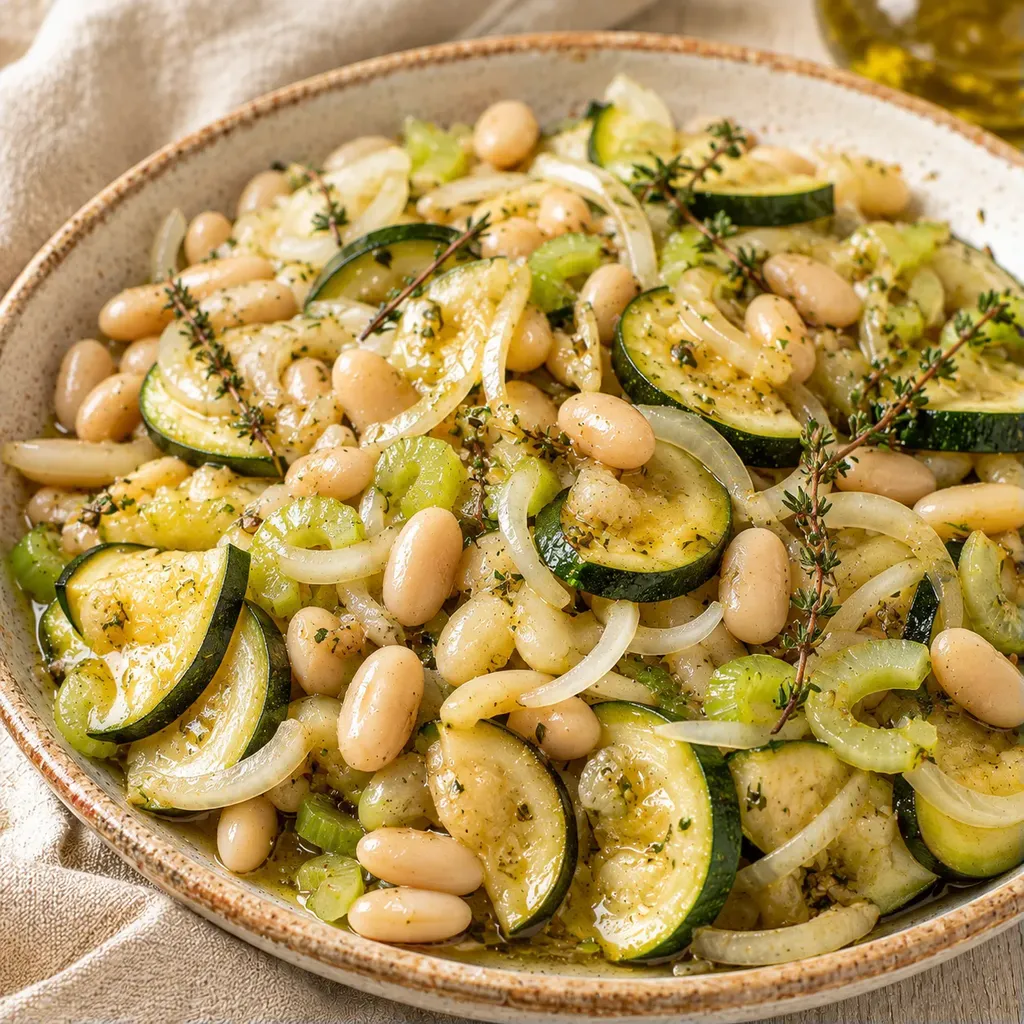 Courgettes marinées et haricots