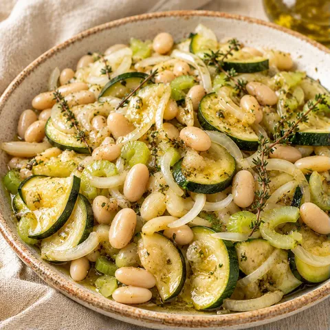Courgettes marinées et haricots
