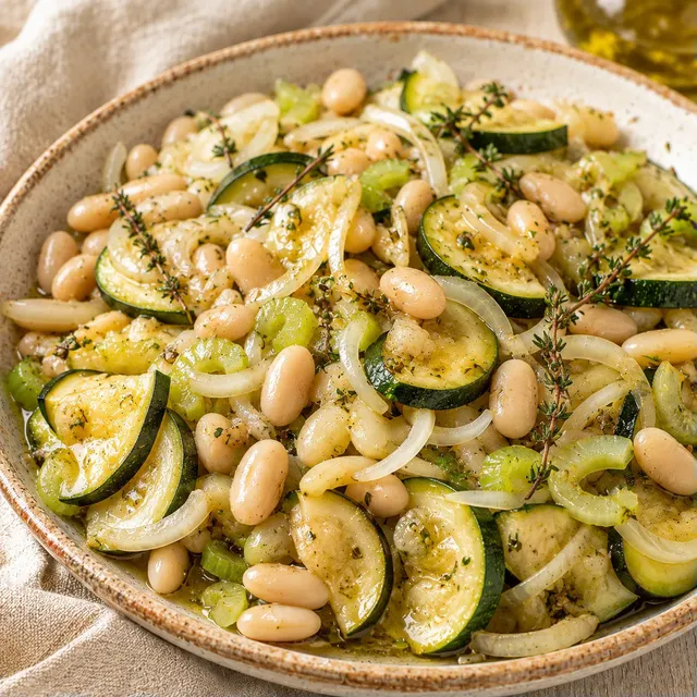 Courgettes marinées et haricots