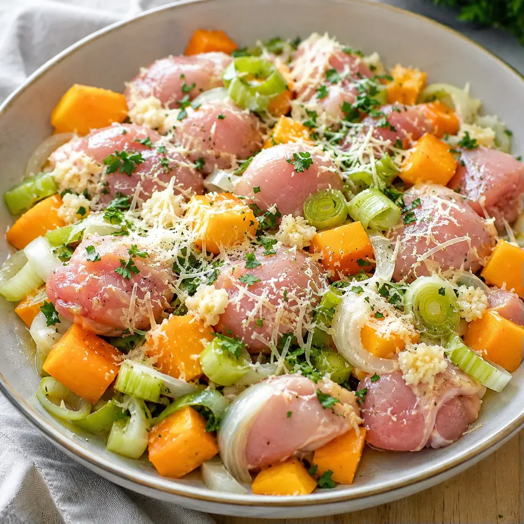 Poulet et légumes rôtis
