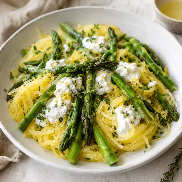 Asperges, courge et ricotta