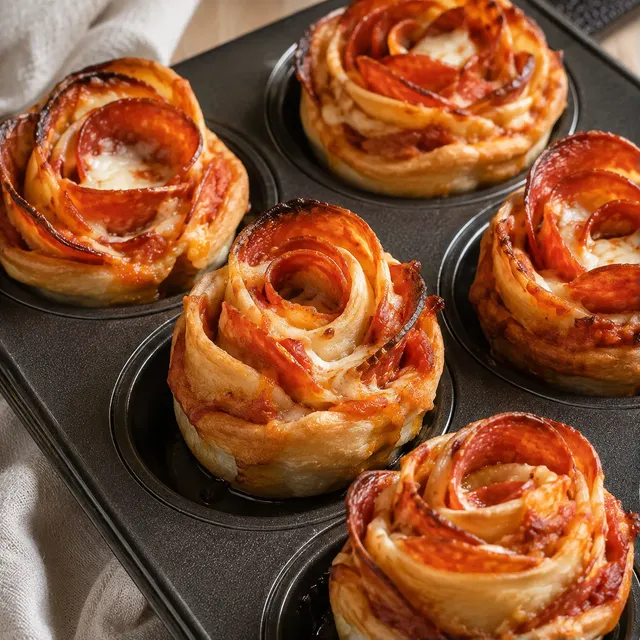 Pizza roses croustillantes et tendres