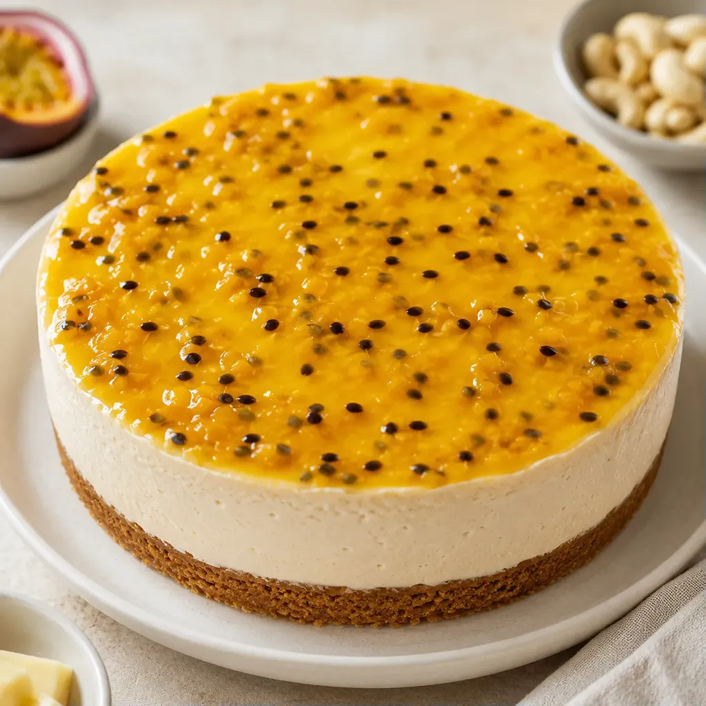 Cheesecake frais et vegan au maracuja
