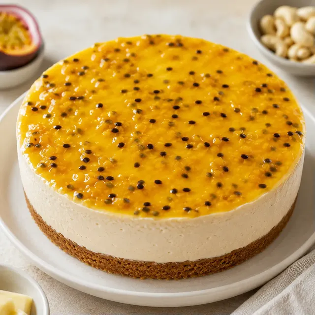 Cheesecake frais et vegan au maracuja