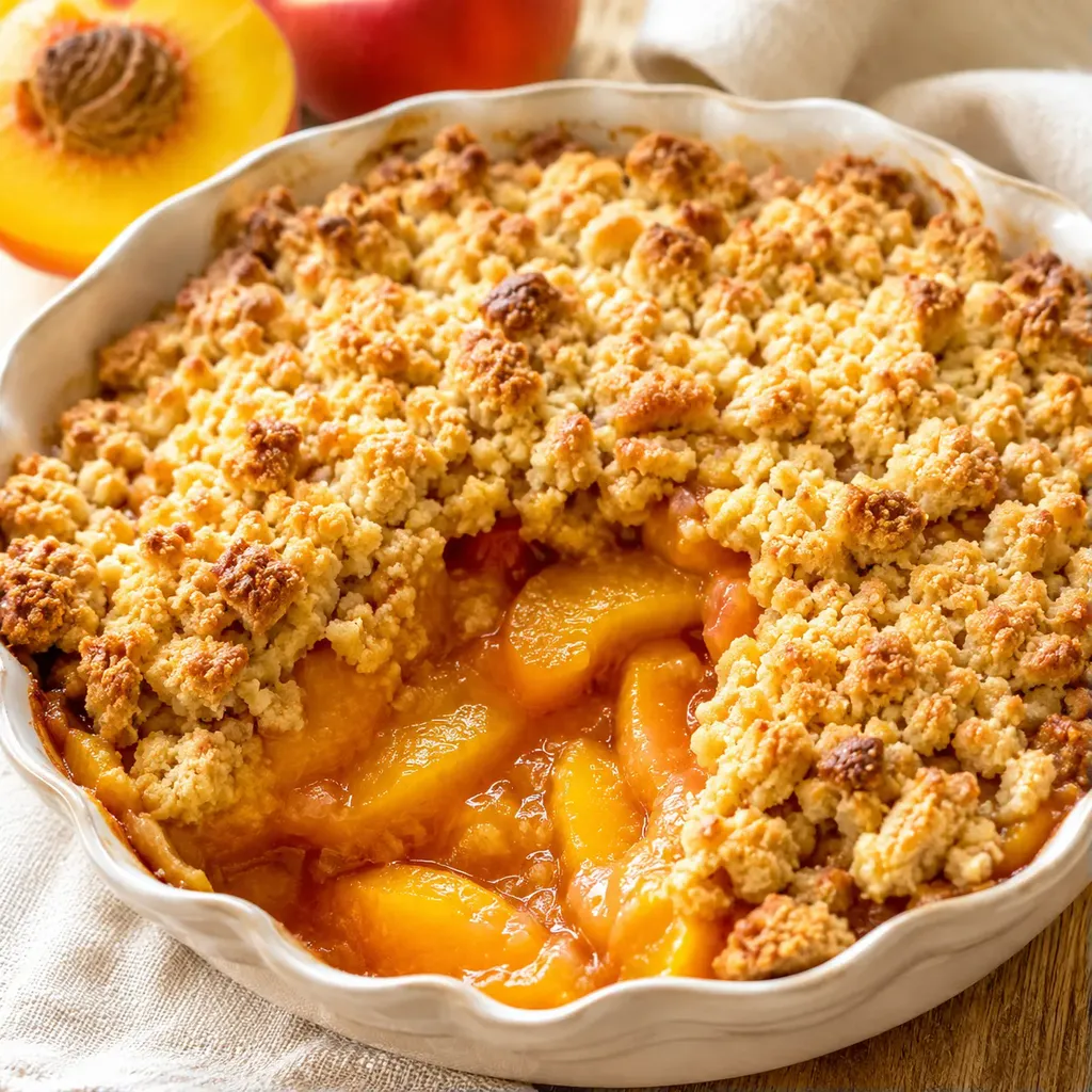Crumble moelleux aux pêches