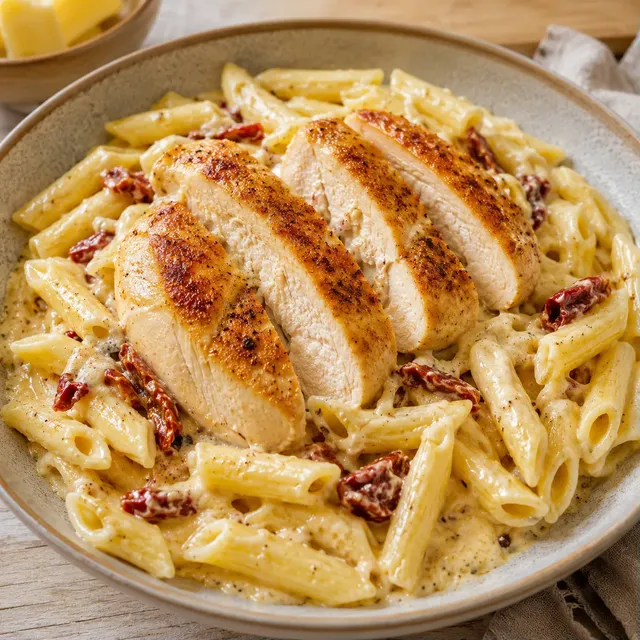 Pâtes poulet sauce crémeuse