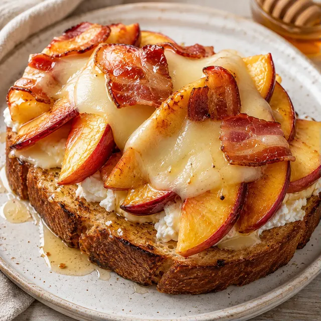 Pêches cheddar grillé