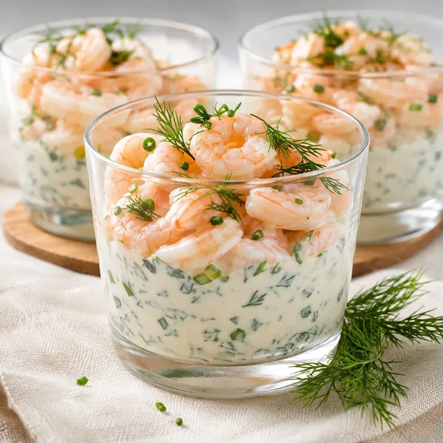 Crevettes aneth verrine