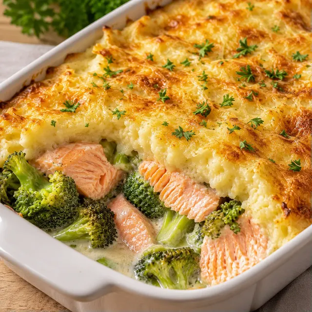 Saumon brocolis gratiné