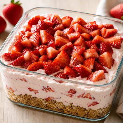 Mousse fraise croustillante