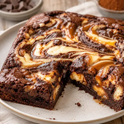 Brownie fromage caramel