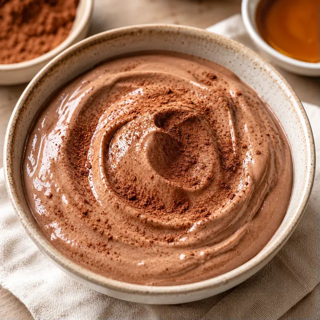 Dessert protéiné au chocolat avec du yogourt grec