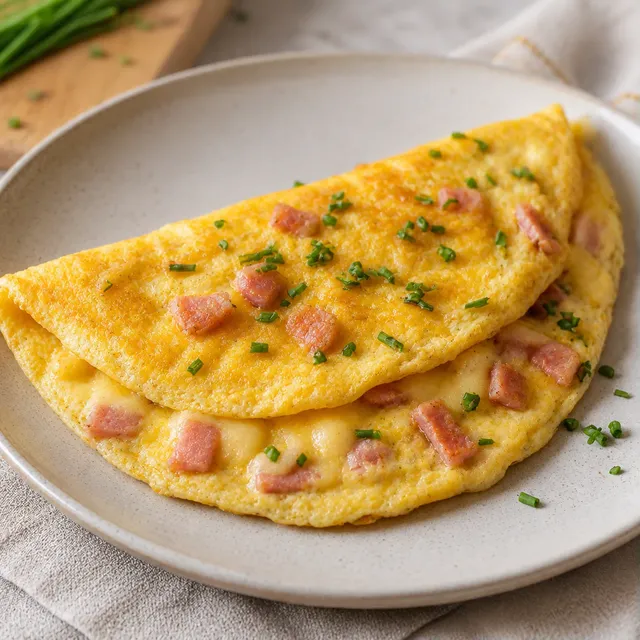 Omelette fromage jambon
