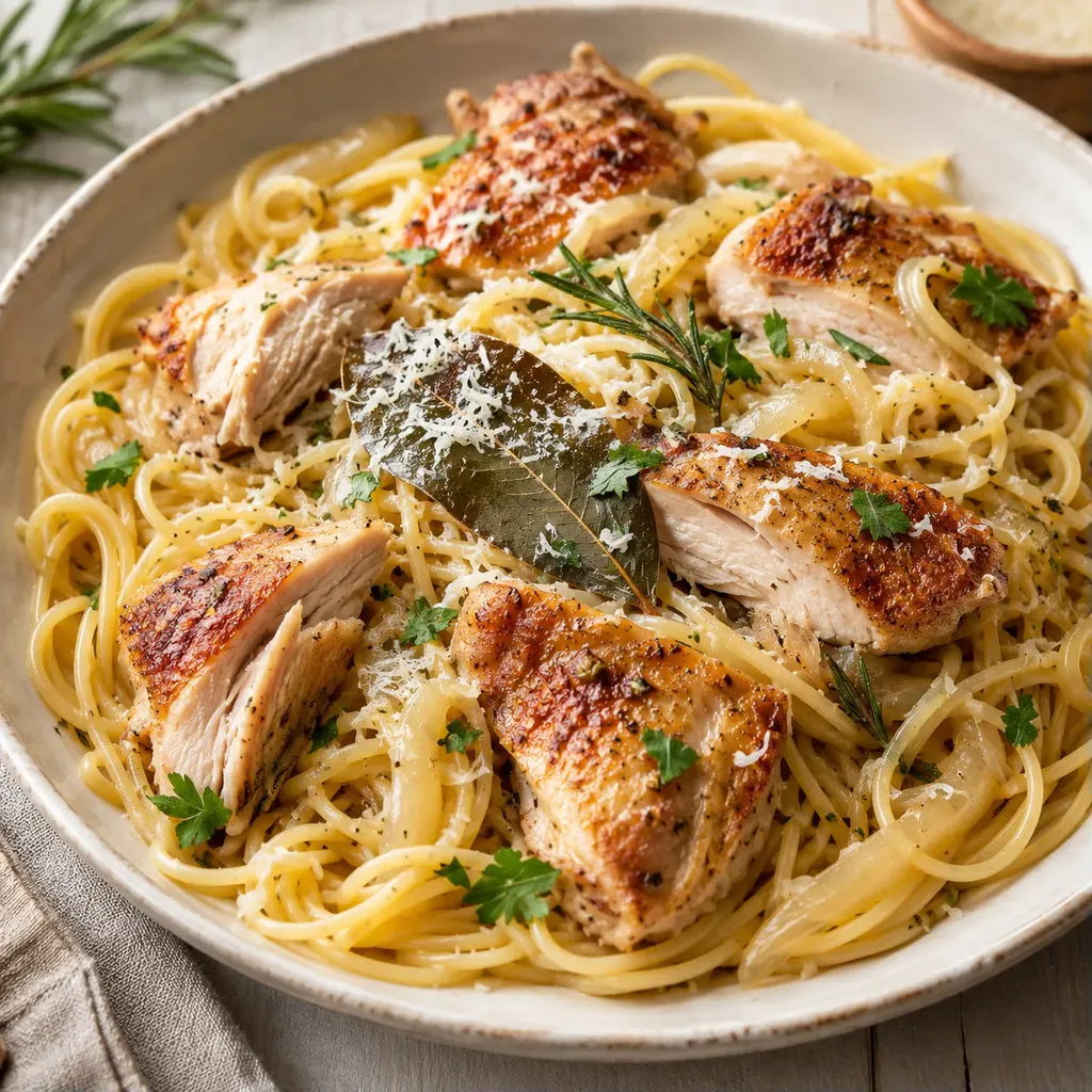 Poulet rôti et pâtes