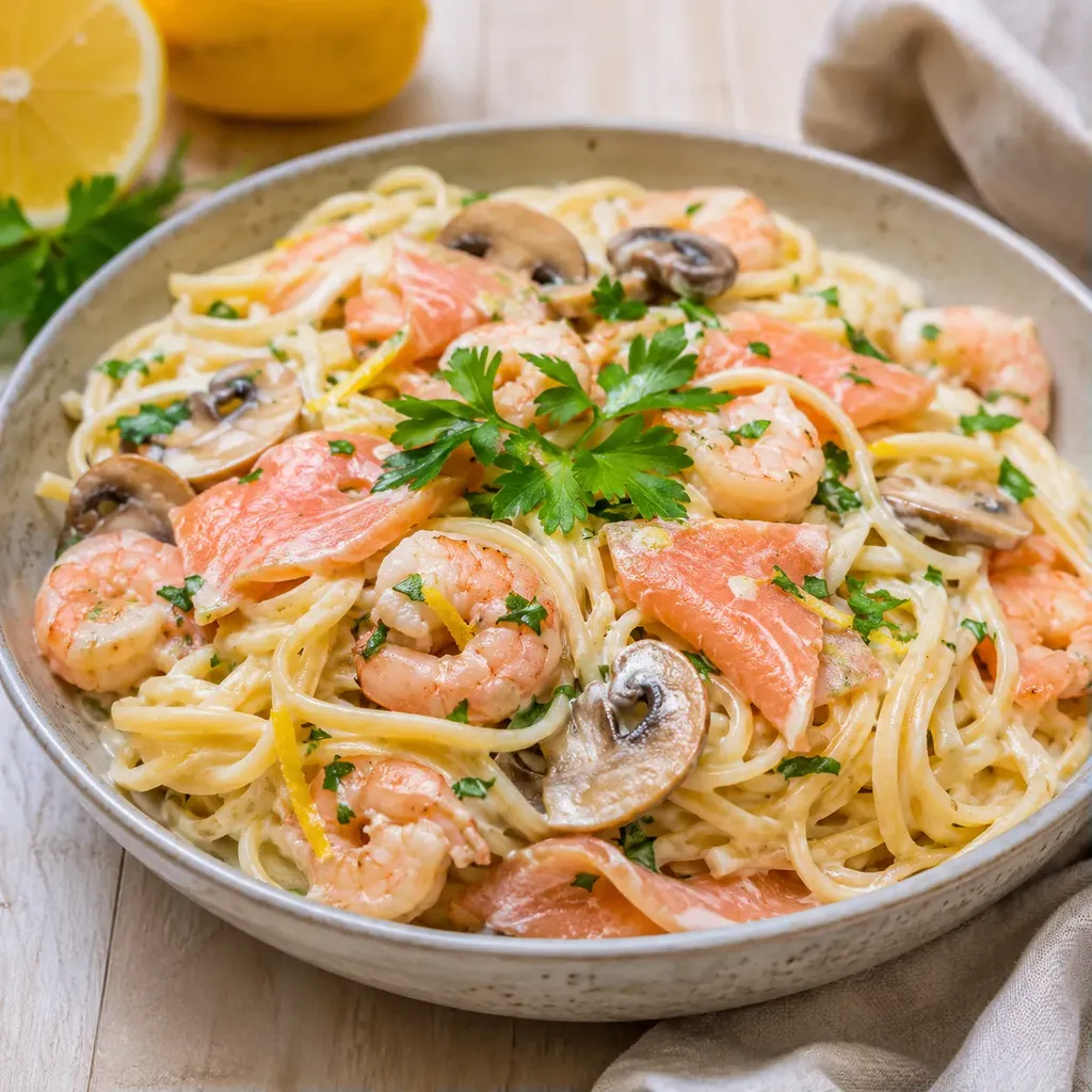 Saumon et crevettes