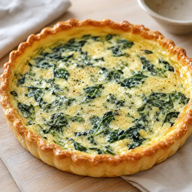 Quiche simple aux épinards et fromage