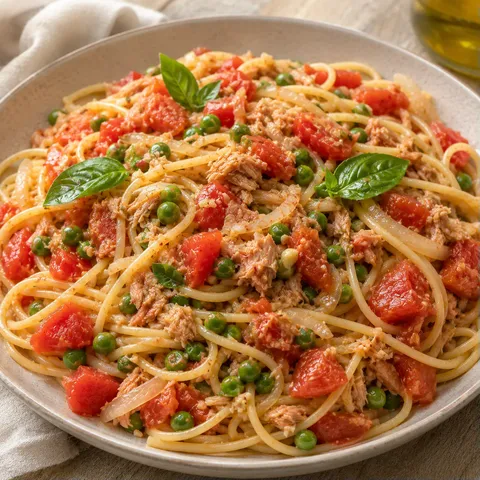 Thon basilic spaghetti