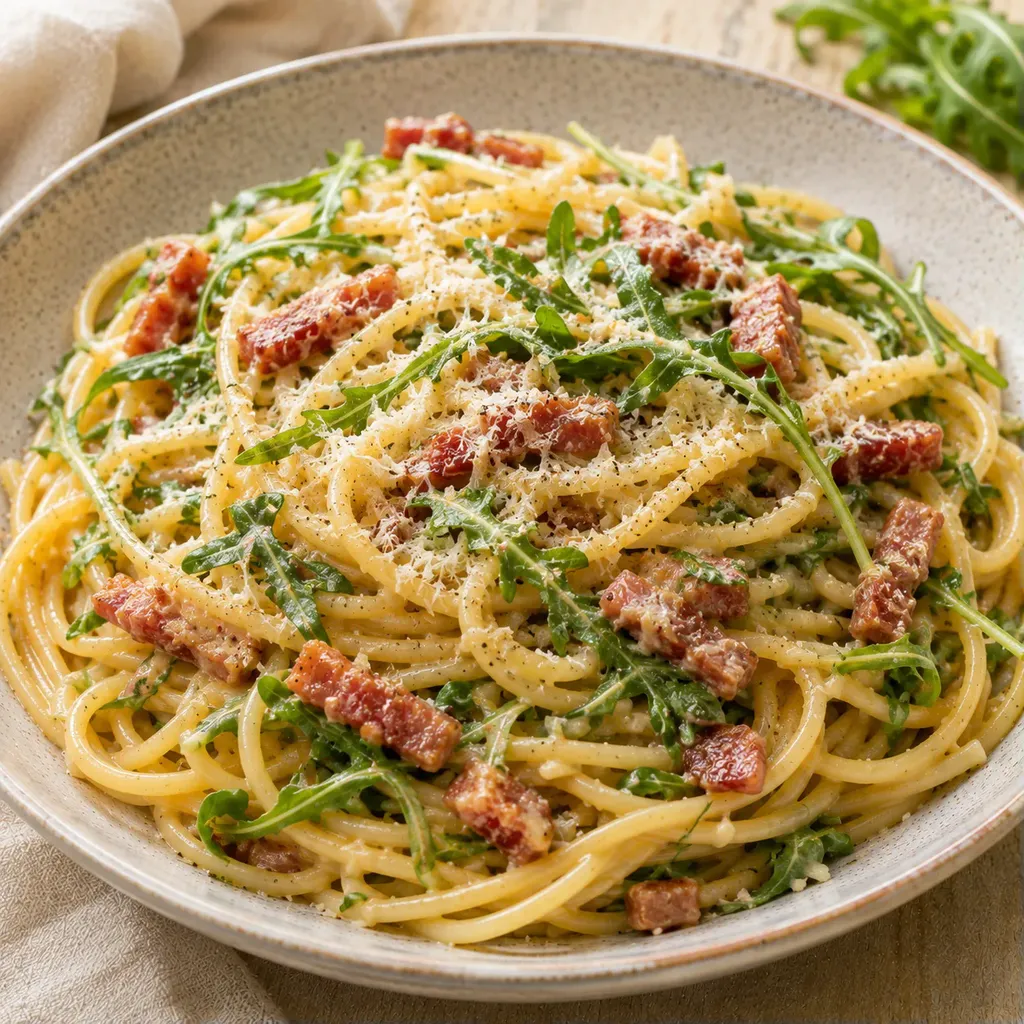 Spaghettis carbo roquette