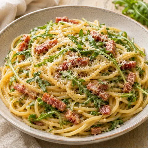 Spaghettis carbo roquette