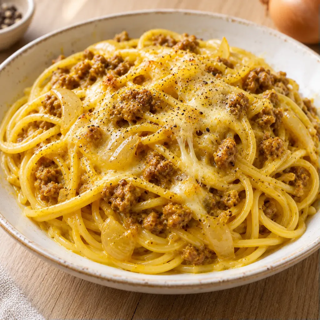 Spaghettis curry fromage