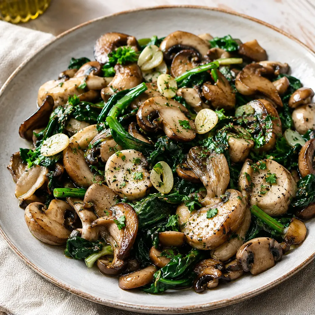 Poêlée champignons épinards