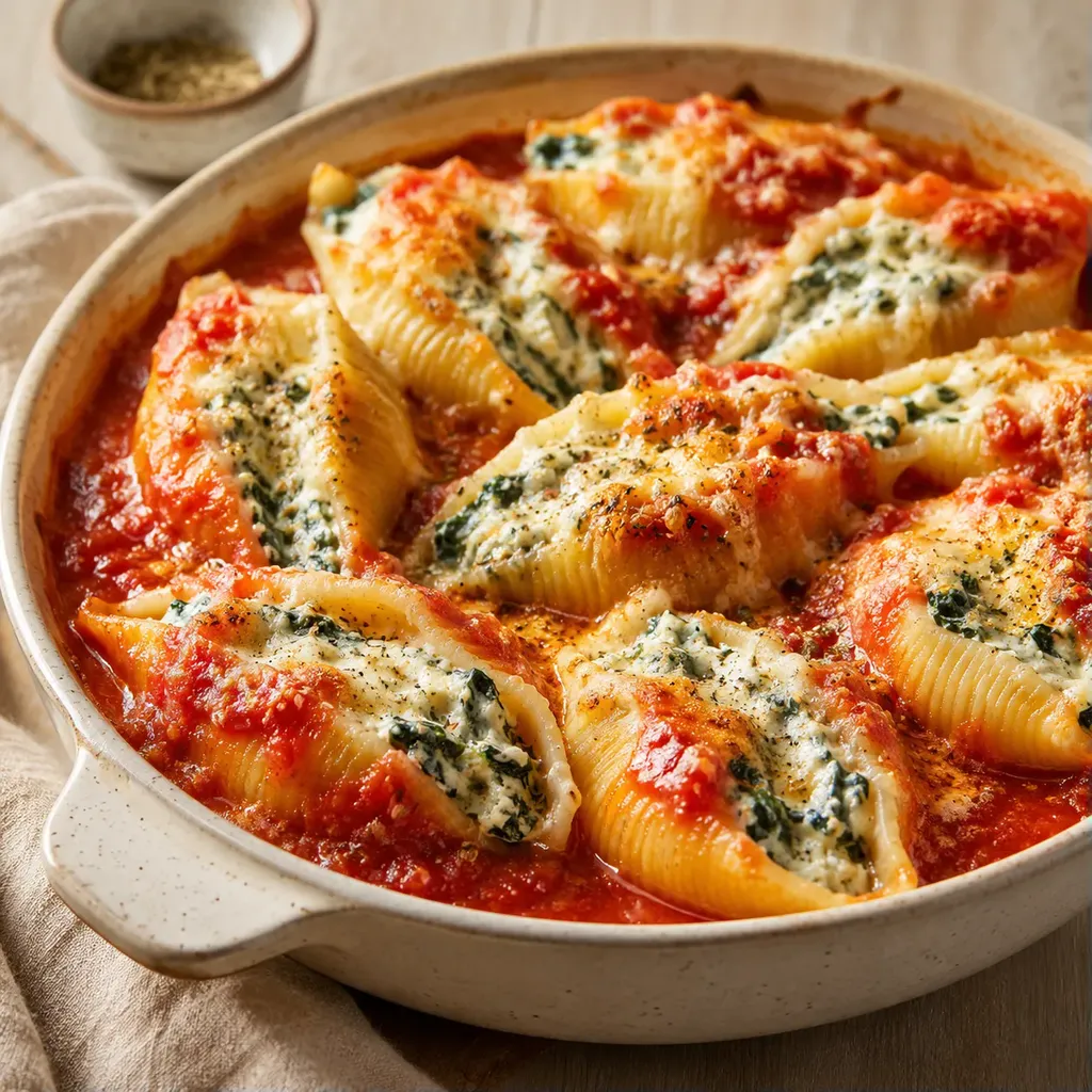 Coquilles ricotta épinards