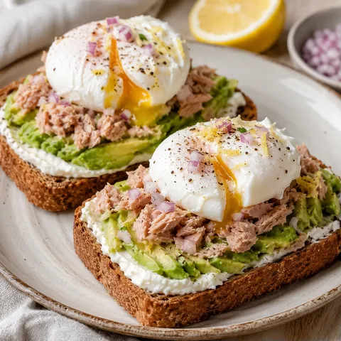 Thon avocat pain grillé